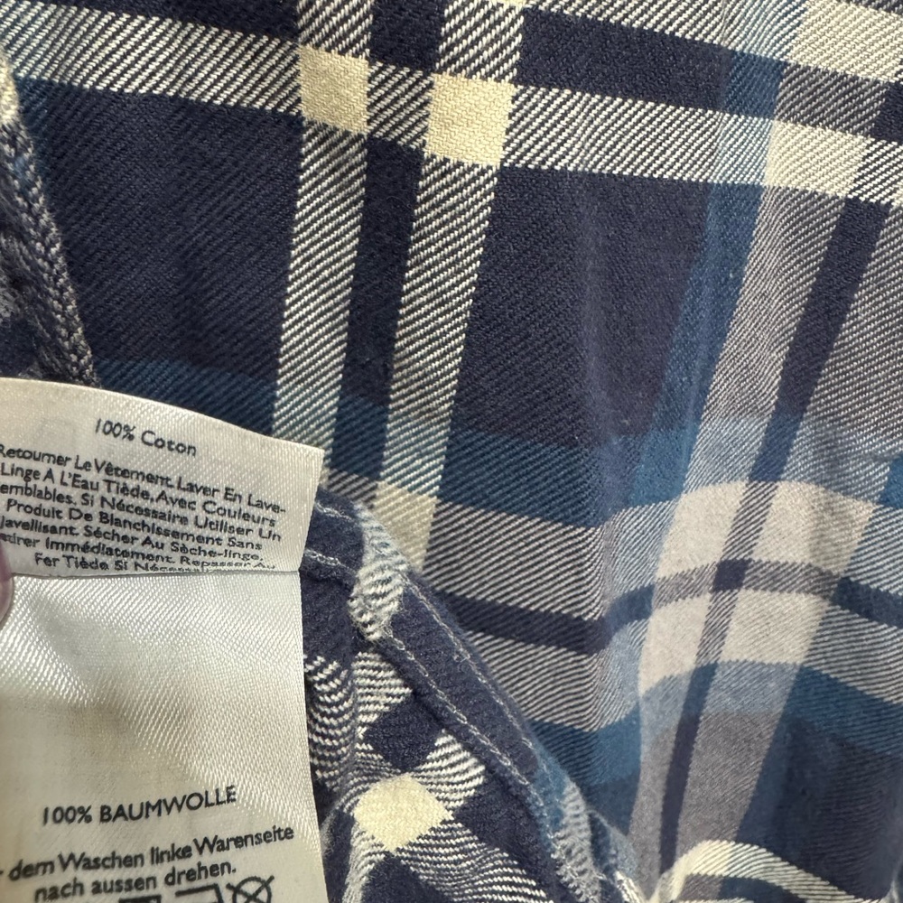 Eddie Bauer Men's Large Blue White Plaid Flannel Shirt Lightweight, Long Sleeve - Picture 7 of 7